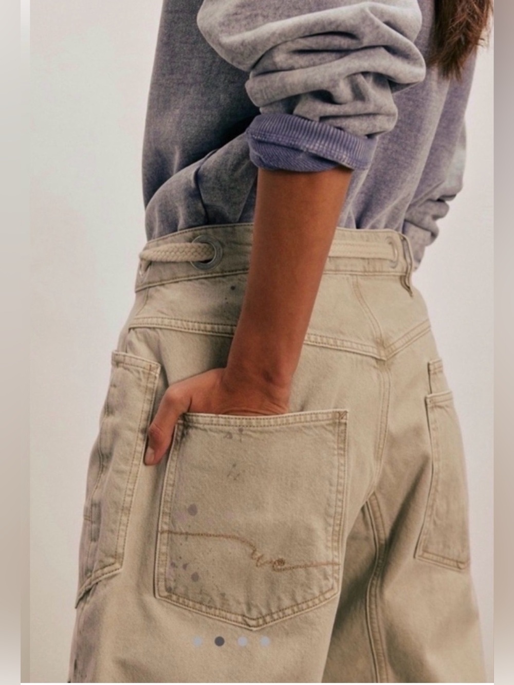 NWT FREE PEOPLE WE THE FREE Moxie Low Slung Barrel Jeans Jetty Splatter‎ 29 - Picture 2 of 16